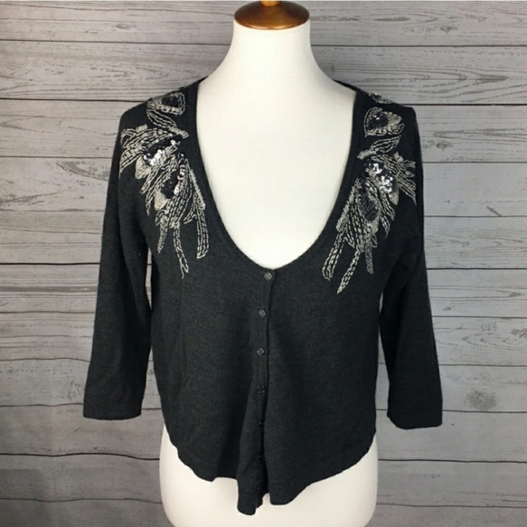 Free People Sweaters - Free People Beaded Sequin Crop Cardigan